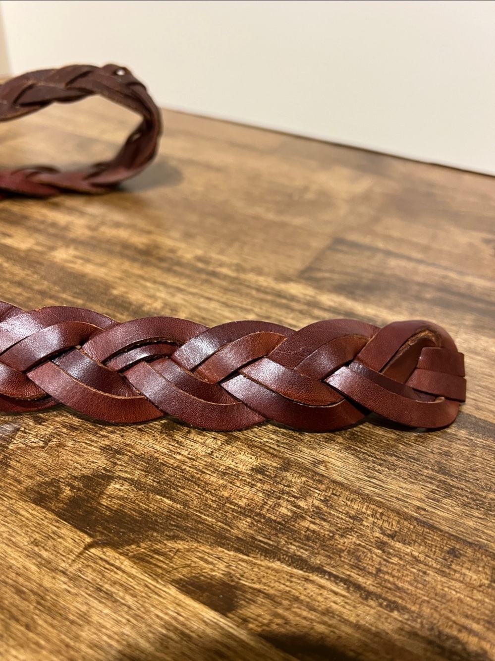 Lucky Brand Braided Brown Leather Belt with Hammered Silver-Tone Buckle - Picture 4 of 4